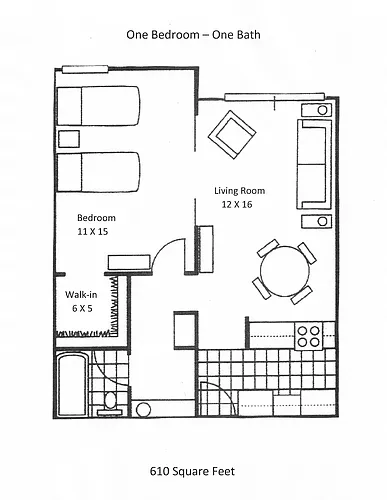 Floor plan 1 Bedroom 1st Floor