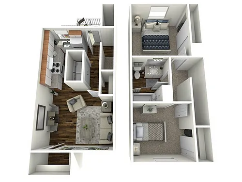 Floor plan 2 Bed, 1 Bath (50% Income Restricted)