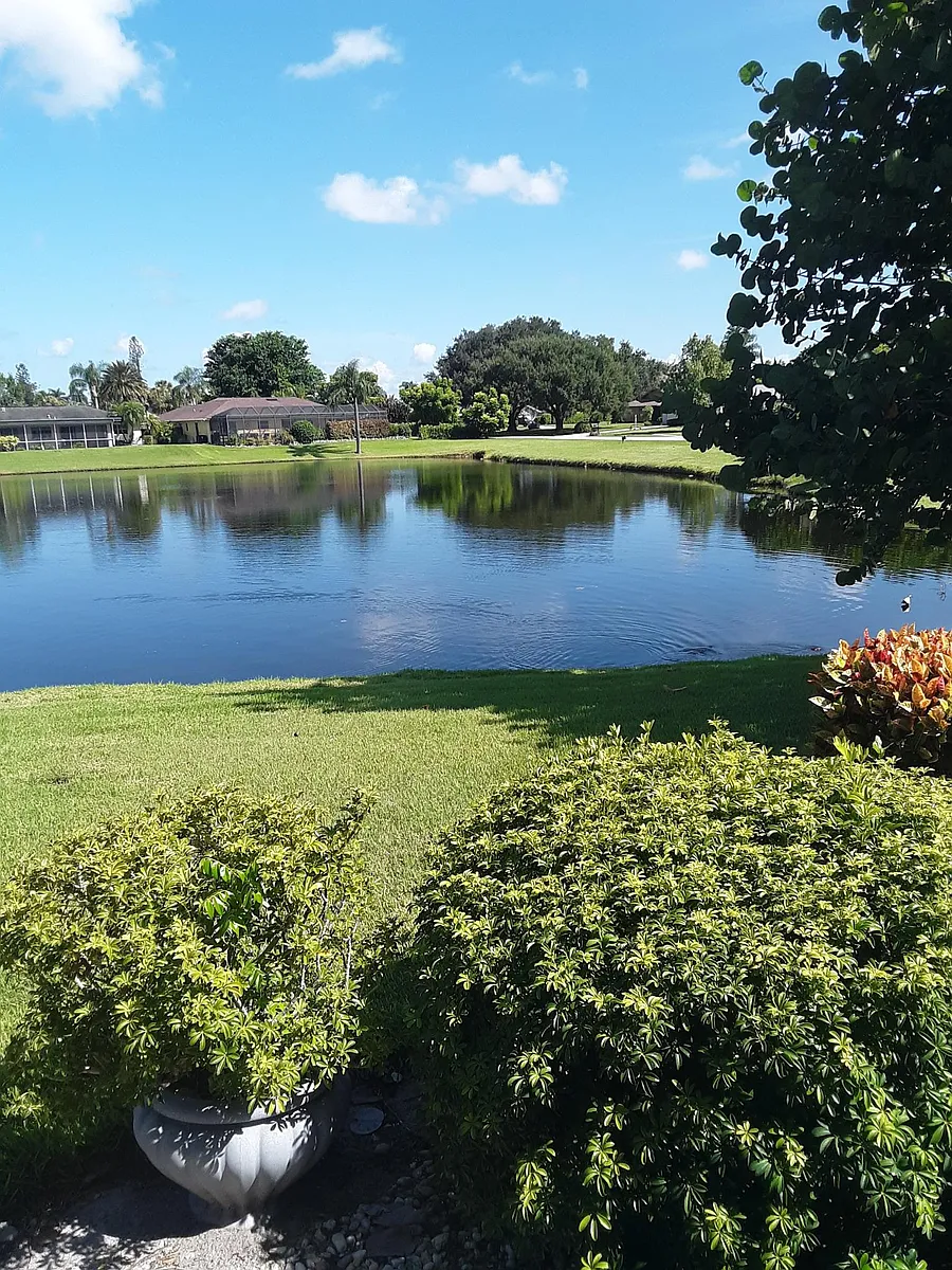 Beautifully landscaped yard with views of the lake. - 4598 Eagle Key Cir