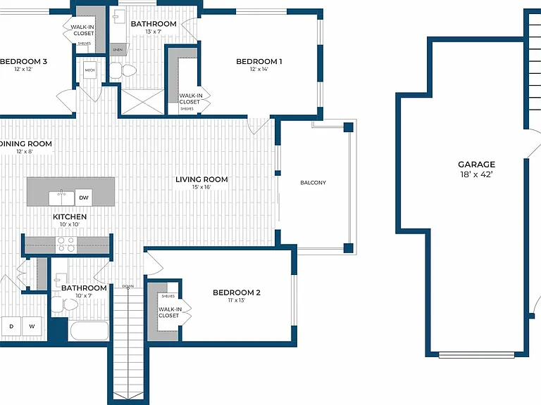 Floor Plan 3B | Seasons at Spring Street | Apartments in Mount Pleasant, WI Floor Plan 3B | Seasons at Spring Street | Apartments in Mount Pleasant, WI