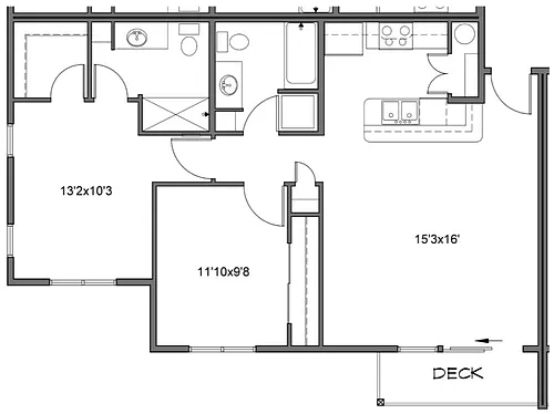Floor plan 2 Bed 2 Bath M - Ash Creek