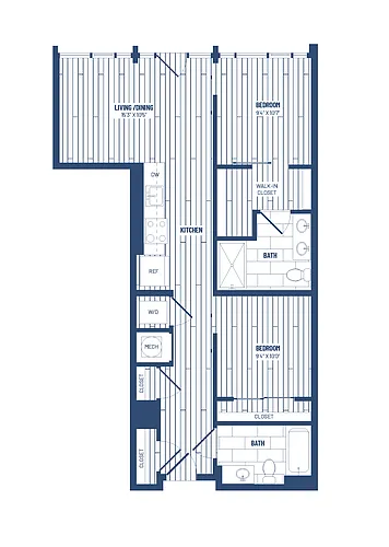 Floor plan 2 Bed/2 Bath Junior-HJR2B x02