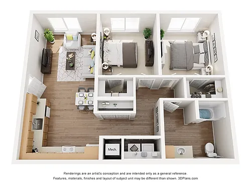 Floor plan 2 bed-1 Bath