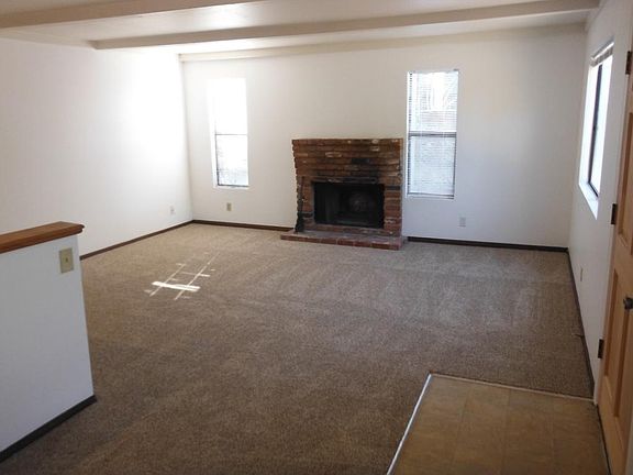 Open living space with fireplace