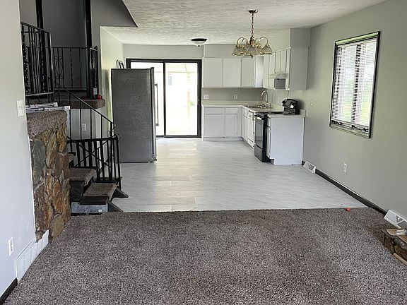 Huge living room and dining area and kitchen