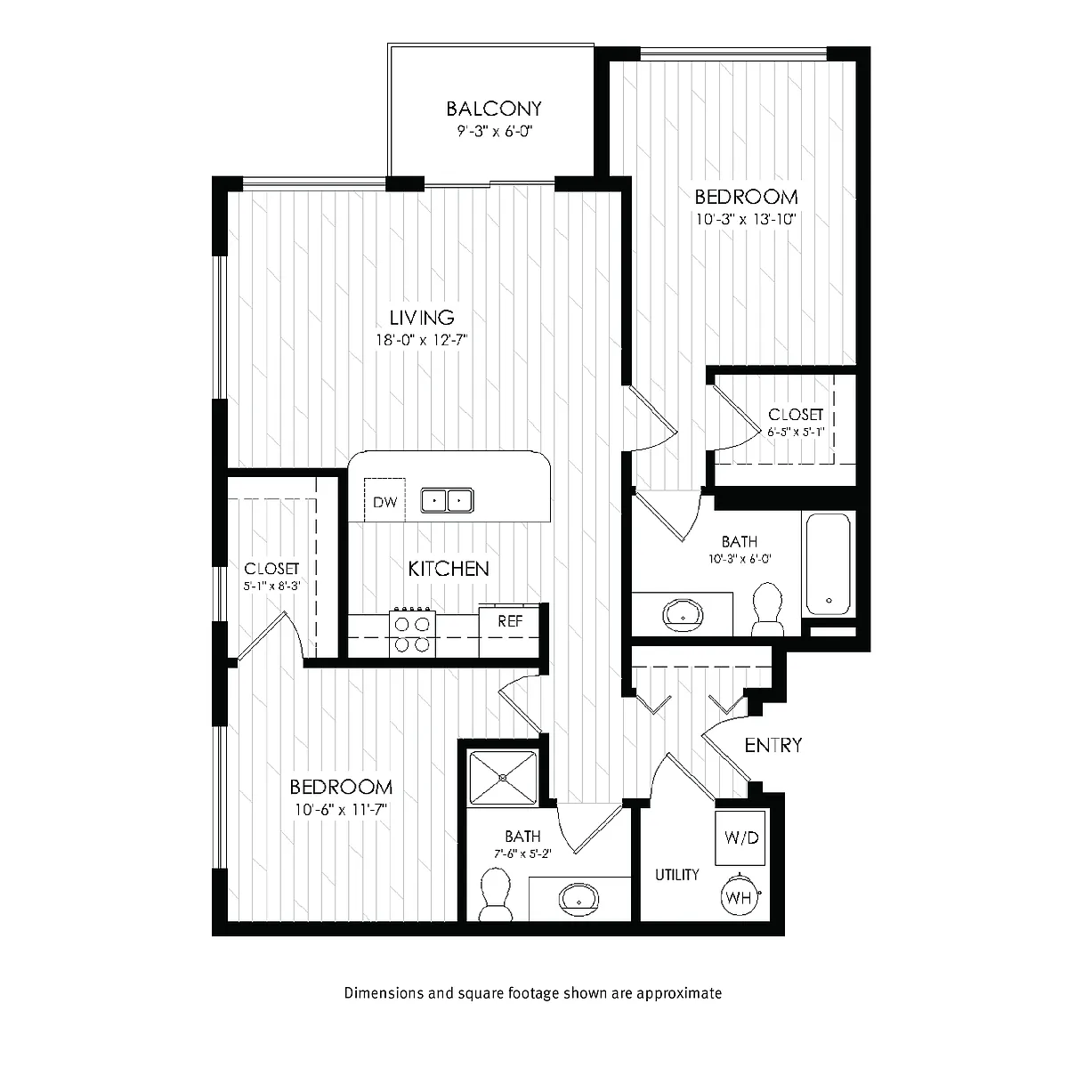 Floor plan 2 Bedroom / 2 Bath