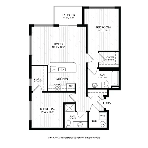 Floor plan 2 Bedroom / 2 Bath