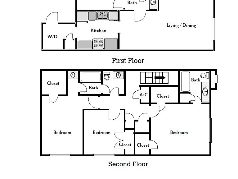Elm Floor Plans - 4 bedrooms & 3 bathrooms