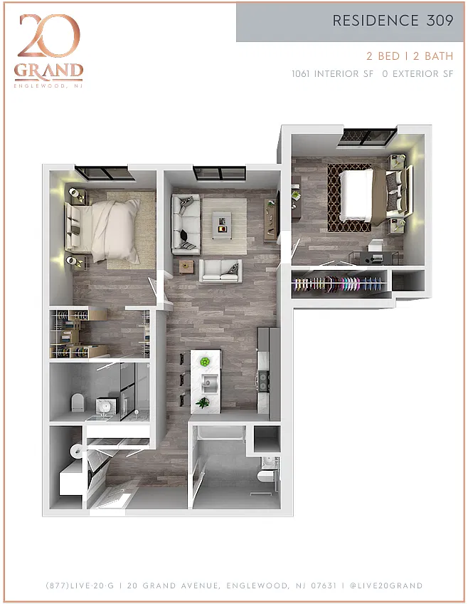 Floor plan 2BD 2BA - 3rd Floor