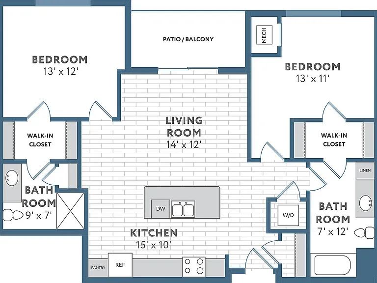 Floor Plan D1 | 22 Slate | Apartments in Madison, WI Floor Plan D1 | 22 Slate | Apartments in Madison, WI