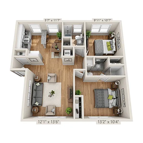 Floor plan 2 Bed 2 Bath