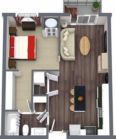 1 bedroom, 1 bathroom 1 bedroom, 1 bathroom