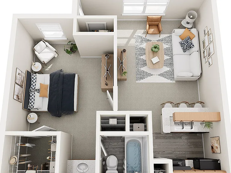 A1 One Bedroom/One Bathroom, 601 sqft. A1 One Bedroom/One Bathroom, 601 sqft.