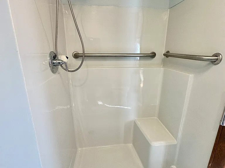 Walk-in shower with bars