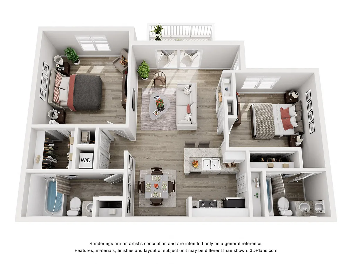 Floor plan 2 Bed 2 Bath B2