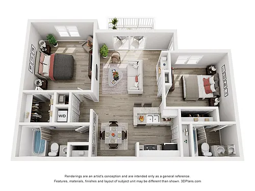 Floor plan 2 Bed 2 Bath B2