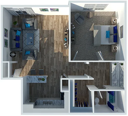 Floor plan One Bedroom One Bath Premium - COMBO
