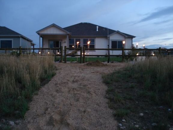 view from lake up to house