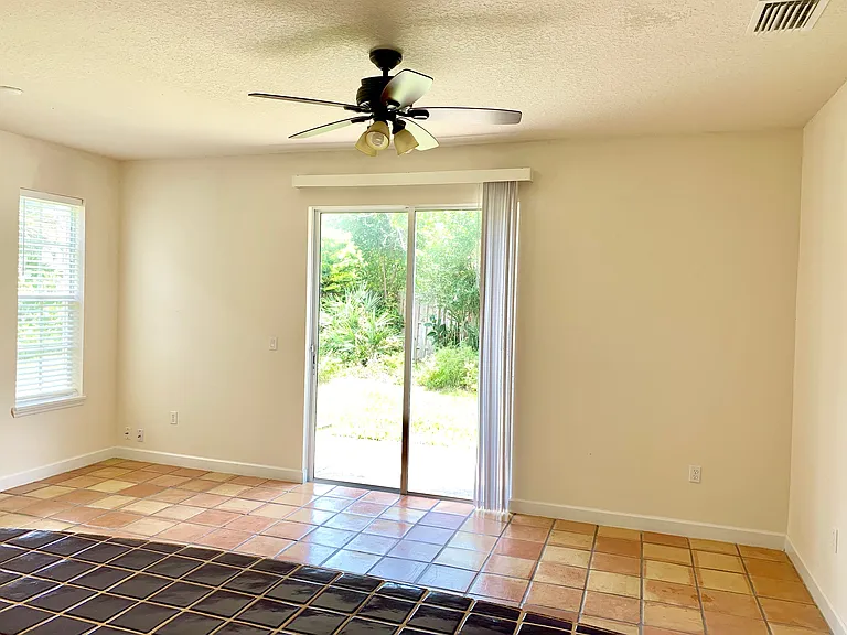 Living Room with Sliders to Back Deck
