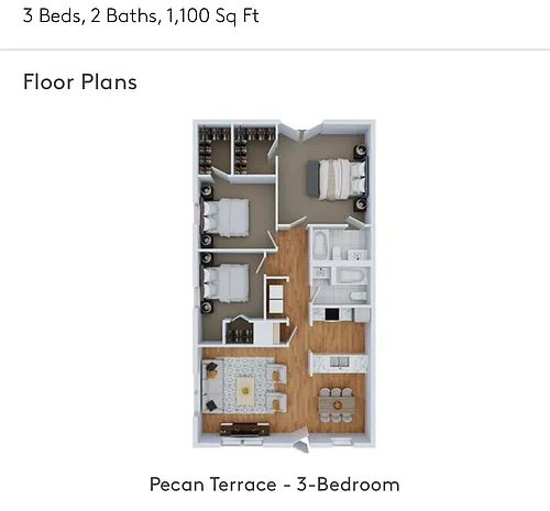 Floor plan 3 Beds 2 Baths