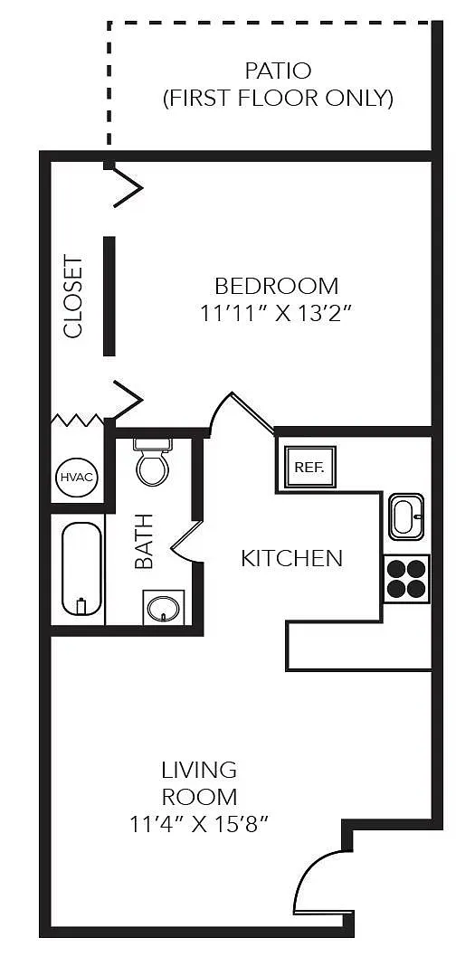 Floor plan Renovated Stylish 1-Bedroom apartment
