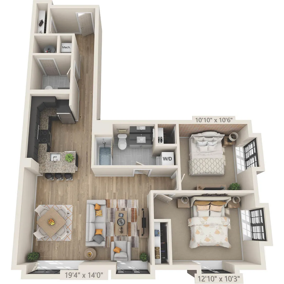 Floor plan 2 Bed 1.5 Bath