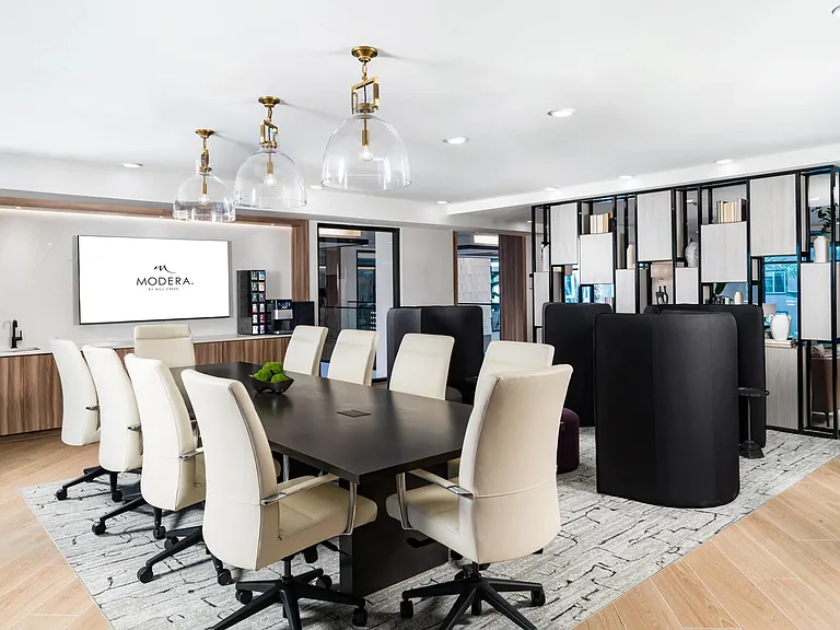 Private pods and a fully equipped conference room offer dedicated space to focus, meet, and collaborate_right within the comfort of home.