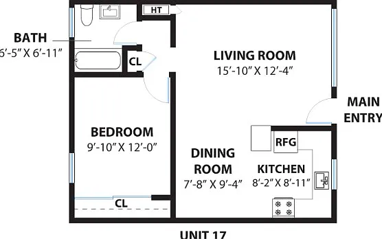 1x1 Floor plan 565 sq ft 1x1 Floor plan 565 sq ft
