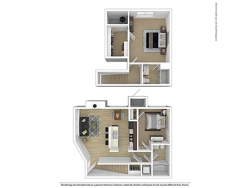 Floor plan 2 Bed, 2 Bath A Townhome (80% Income Restricted)