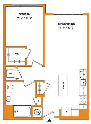 Floor plan 1 Bed/1 Bath-A9 Mason
