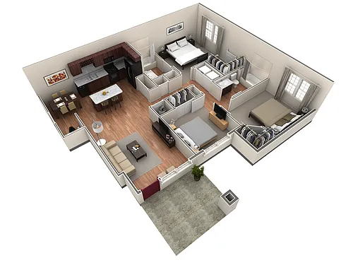 Floor plan 3 BR Grand Courtyard Garage
