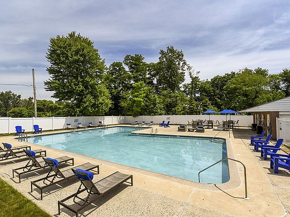 Pool area with seating