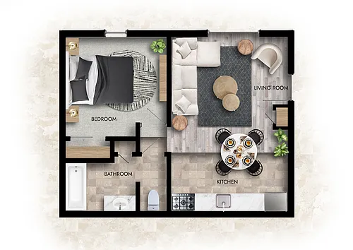 Floor plan 1 Bedroom 1 Bathroom