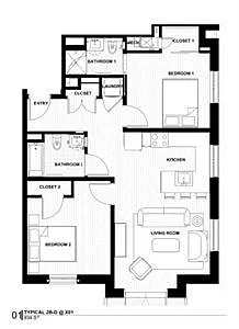 Floor plan 22D - 2 Bed 2 Bath