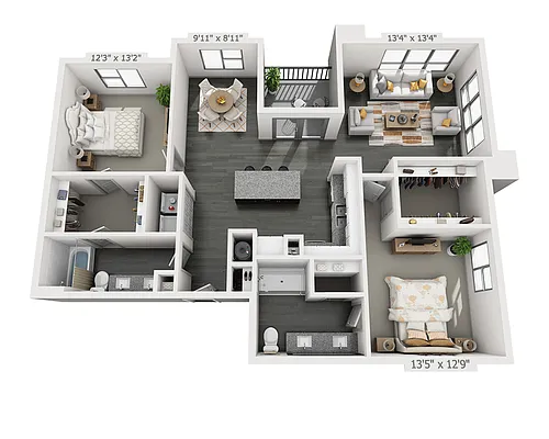 Floor plan Two Bedroom B2G