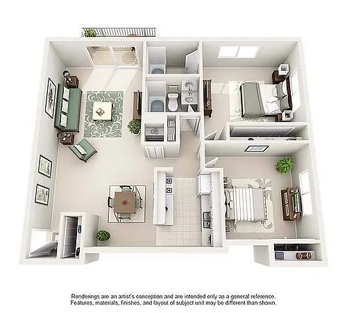Floor plan 2 Bed 2 Bath B