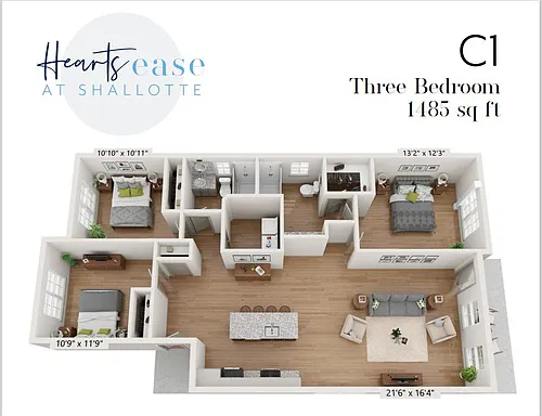 Floor plan Three Bedroom with Garage