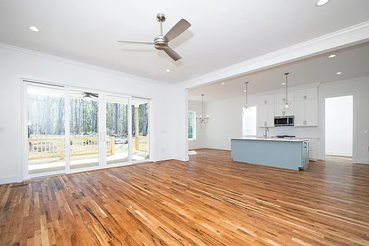 Open concept Kitchen with cabinets going all the way to the top. 10 ft celings.