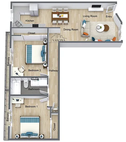 Floor plan 2 Bedroom 1 Bath