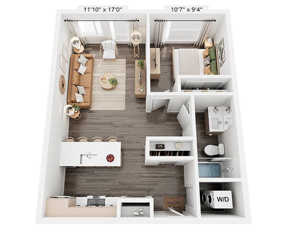 Floor plan One Bedroom - A1F2