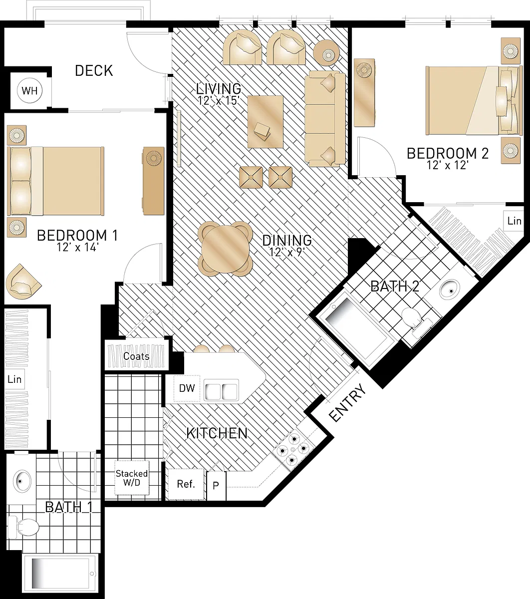 Floor plan Tesoro - Two Bedrooms