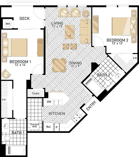 Floor plan Tesoro - Two Bedrooms