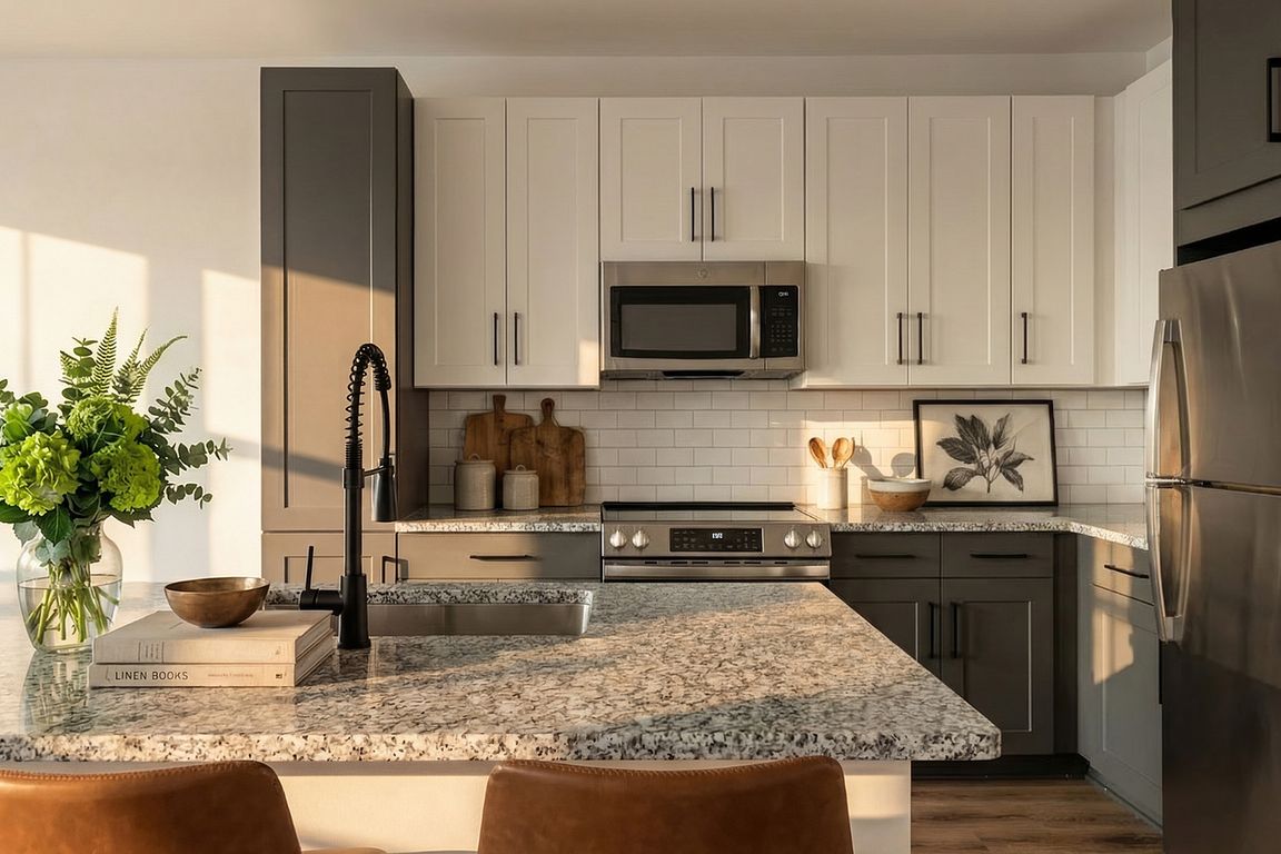 Granite counters and stainless steel appliances