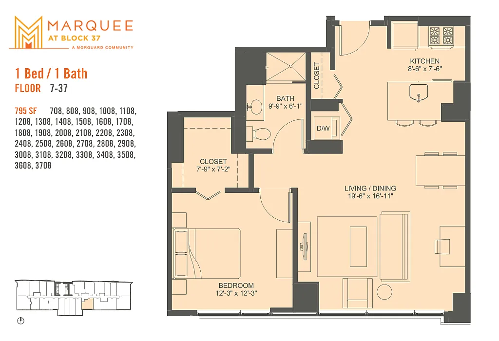 Floor plan 1 Bedroom x 08