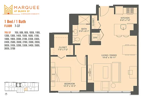 Floor plan 1 Bedroom x 08