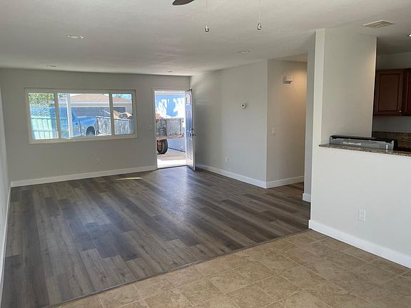 Front door and living room