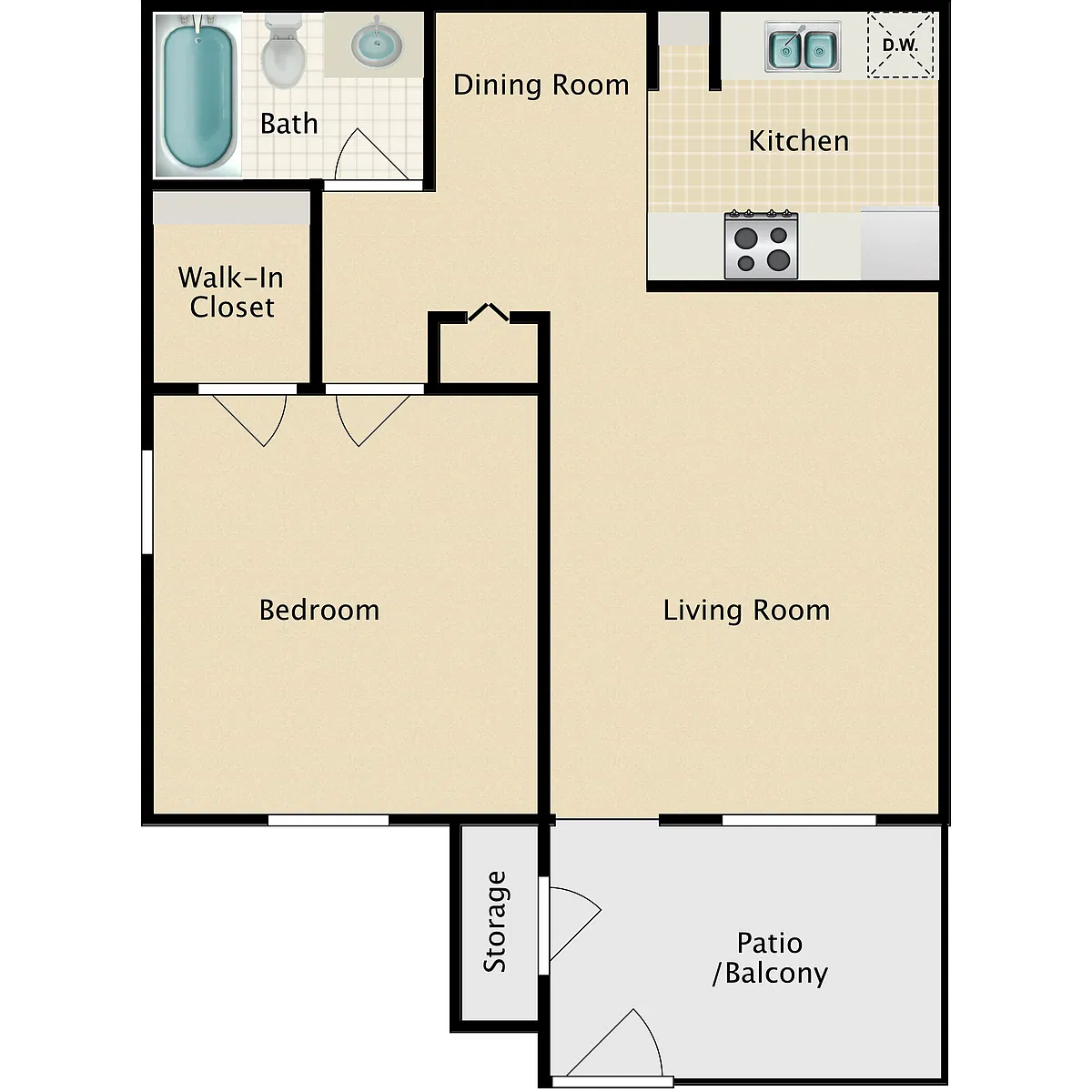 Floor plan 1 Bedroom 1 Bath