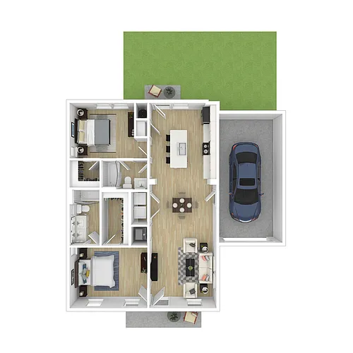 Floor plan 2 BR Cottage w/Garage