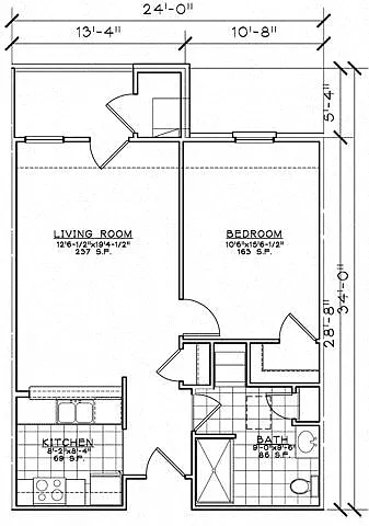 Floor plan 1 Bedroom Unit