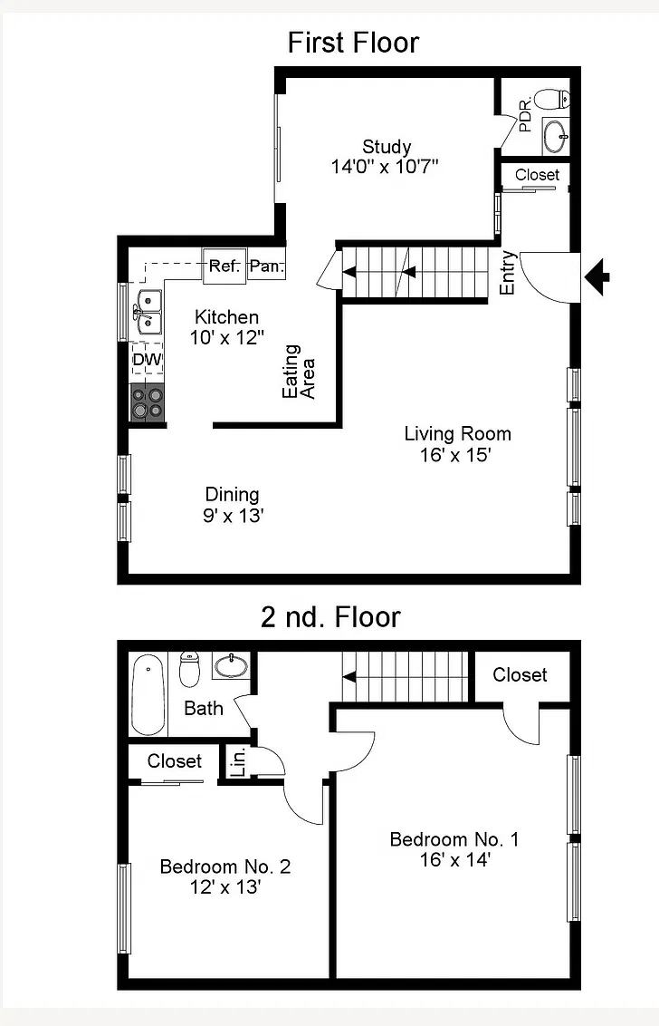 Floor plan 2 Bed Townhome with Den